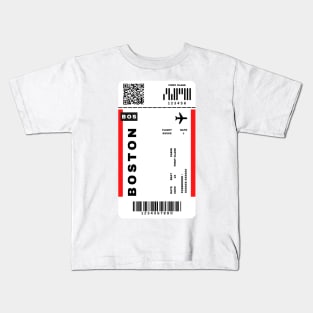 Boston Boarding Pass Massachusetts Destination Ticket Kids T-Shirt